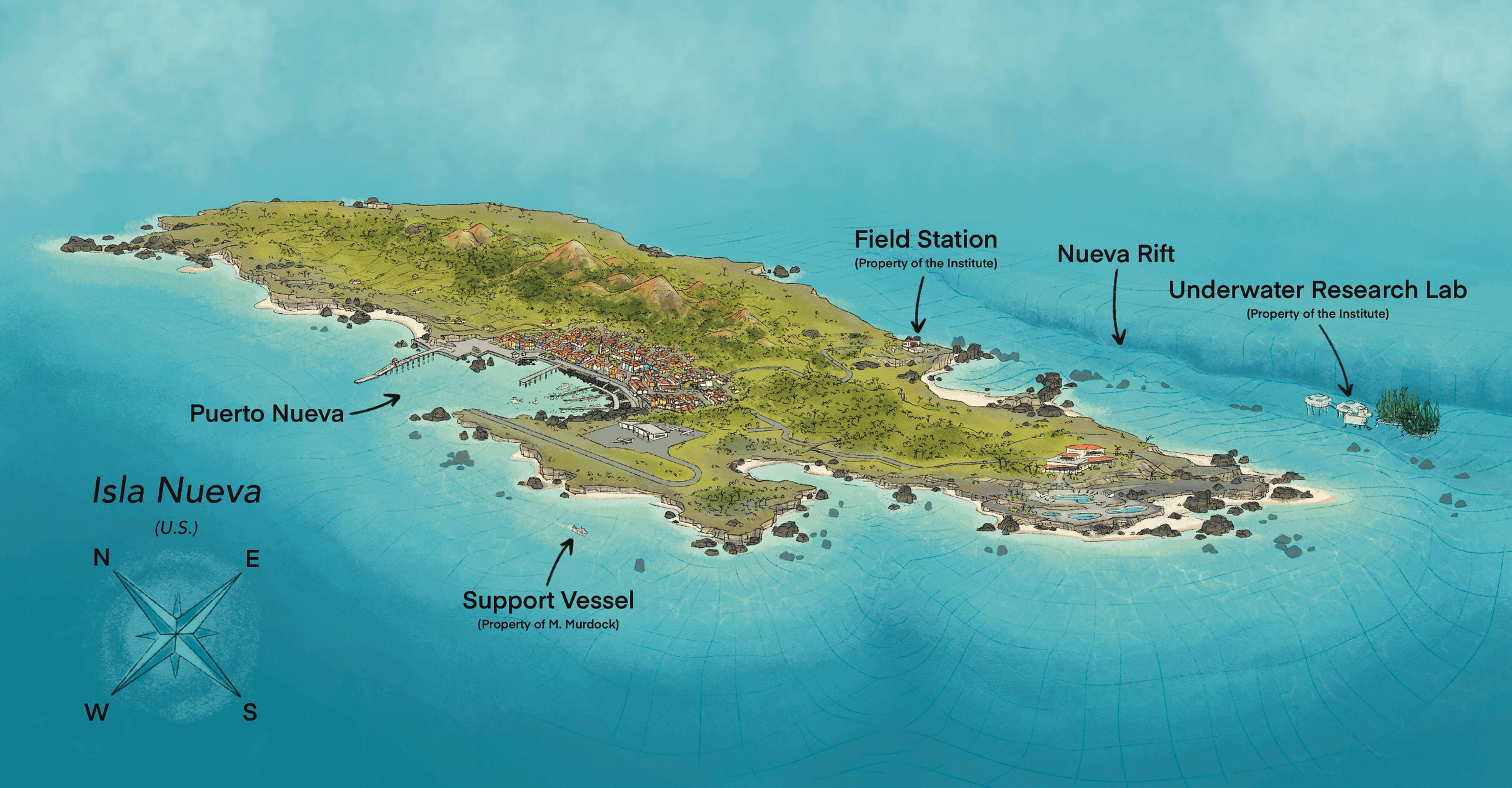 Map of Isla Nueva, Original Story, 2024, digital